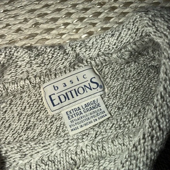 Women's Vintage Gray Roll Neck Fisherman's Sweater, XL. Cottage Country - Picture 5 of 8